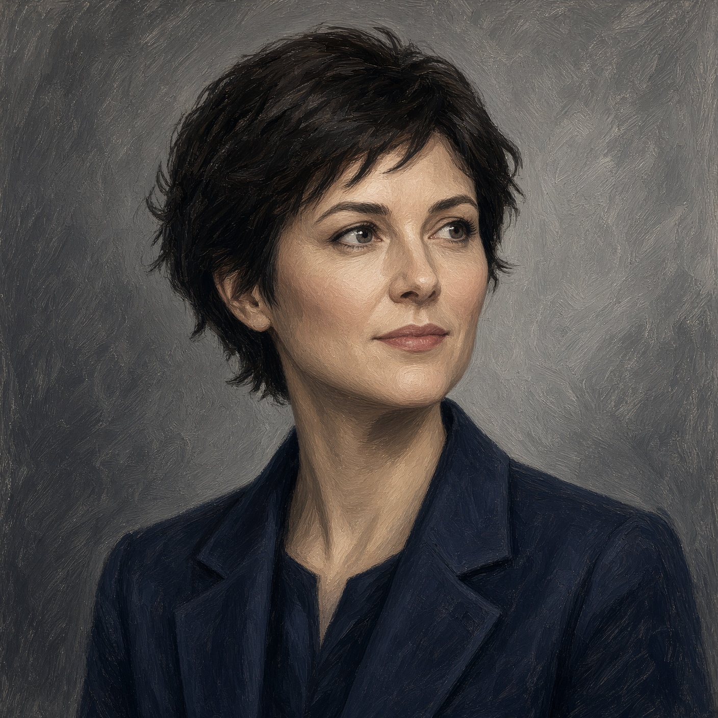 Illustratieve karikatuur van een vrouw in een colbert. Geen foto van een bestaande persoon.